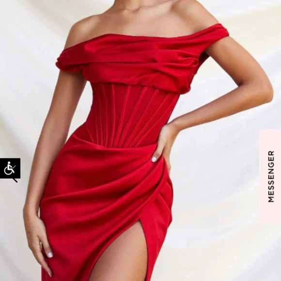Lulu red asymmetrical dress